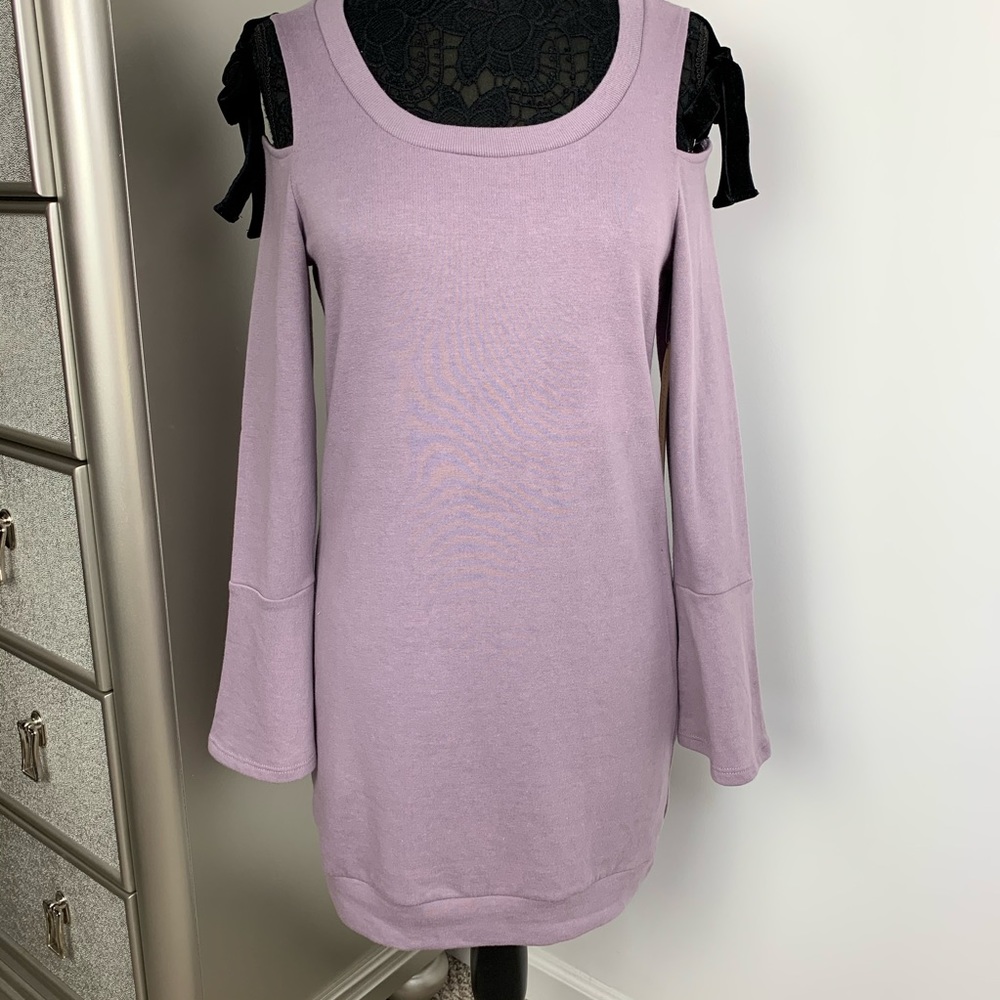 Elegant Lavender Cold Shoulder Dress